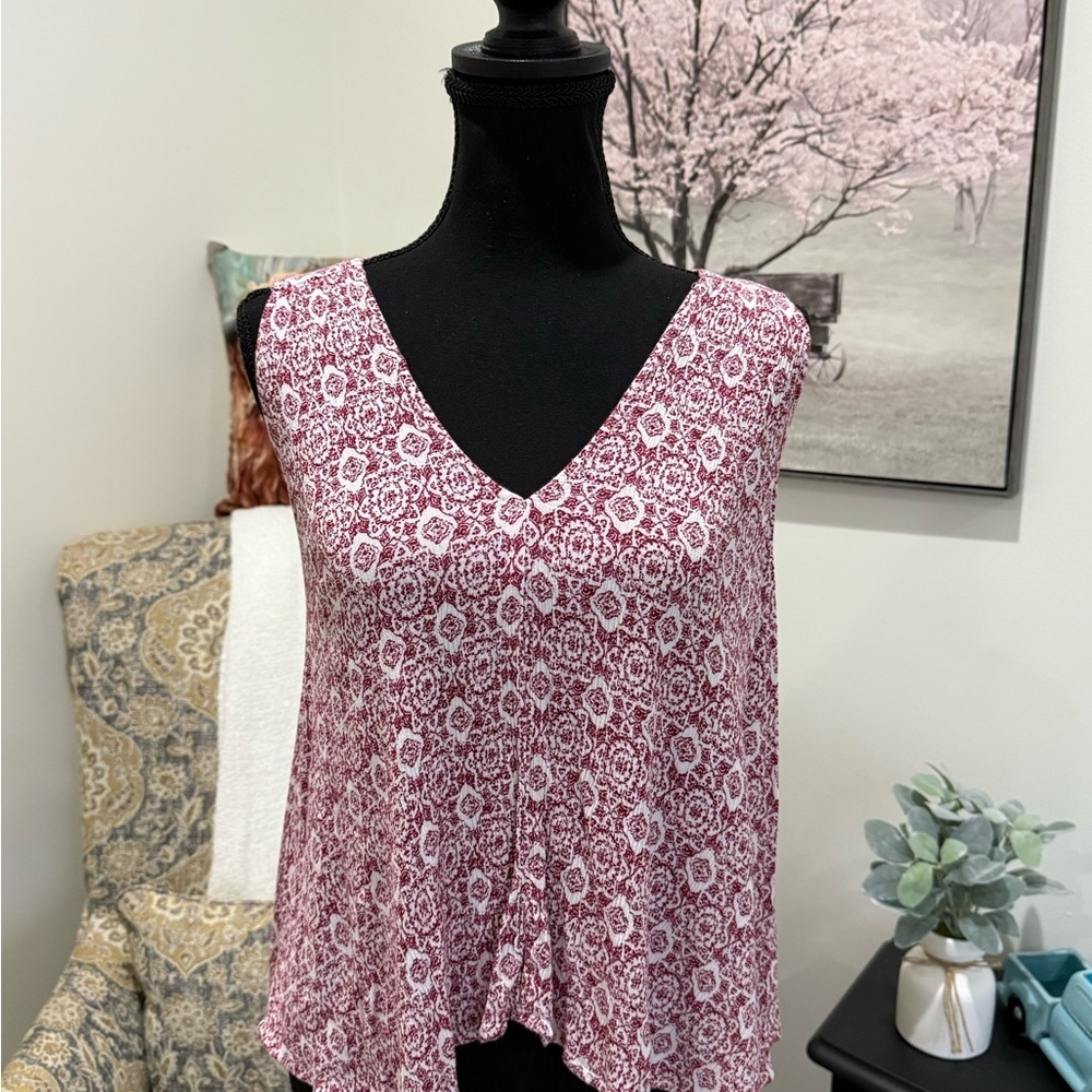She + Sky Pink Asymmetrical Sleeveless Tank Top
